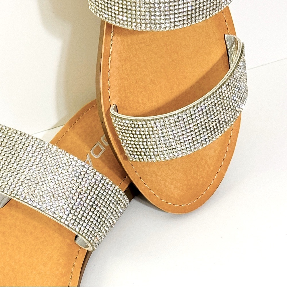 SODA Sparkle Shine Sequin Double Strap Slip On Sandals Sz 7 NWT - Picture 4 of 9